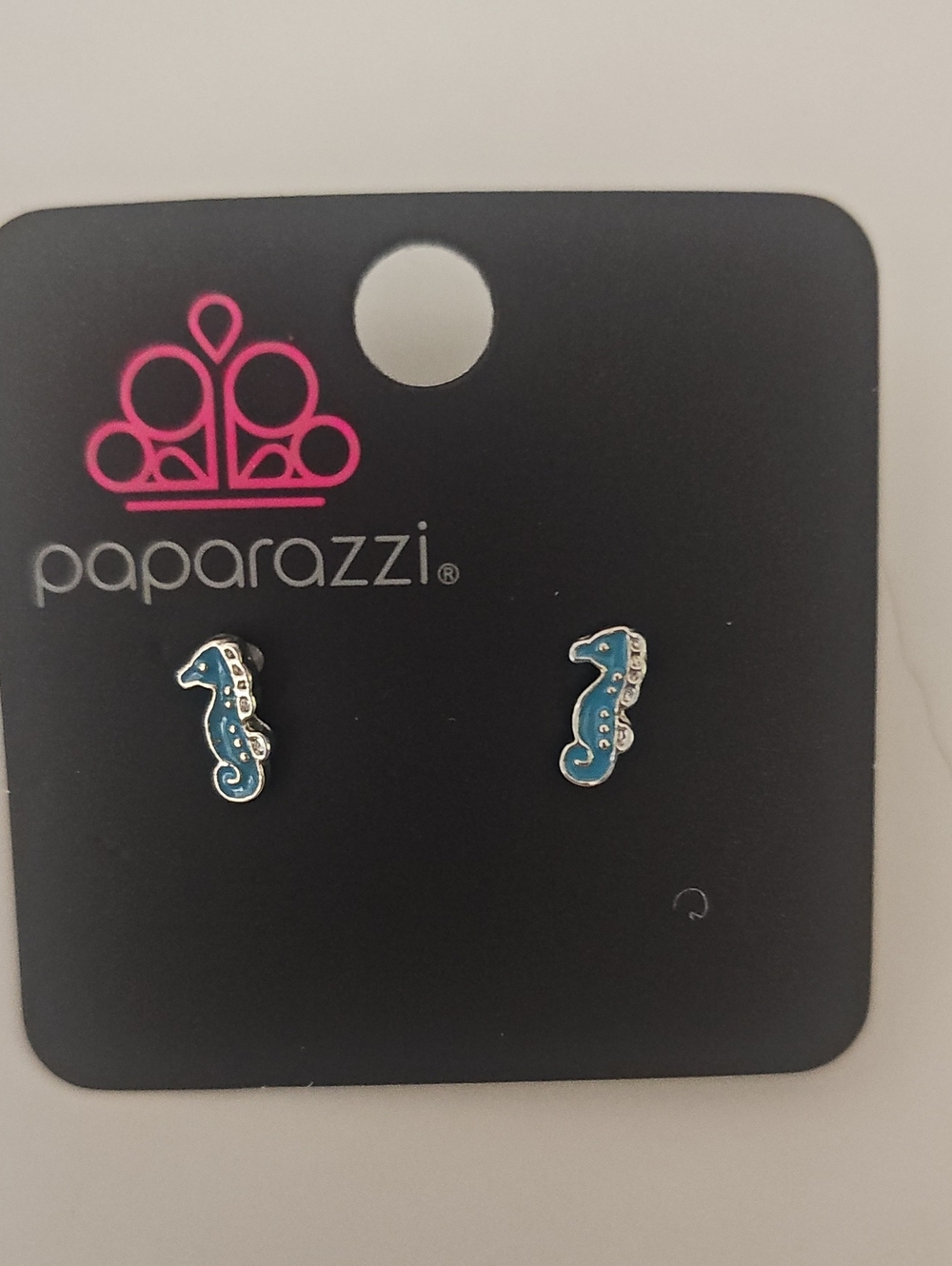 paparazzi Teal Seahorse Kids Stud Earrings